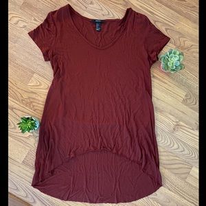 NWOT Forever 21 Burgundy Tunic High-Low Tee